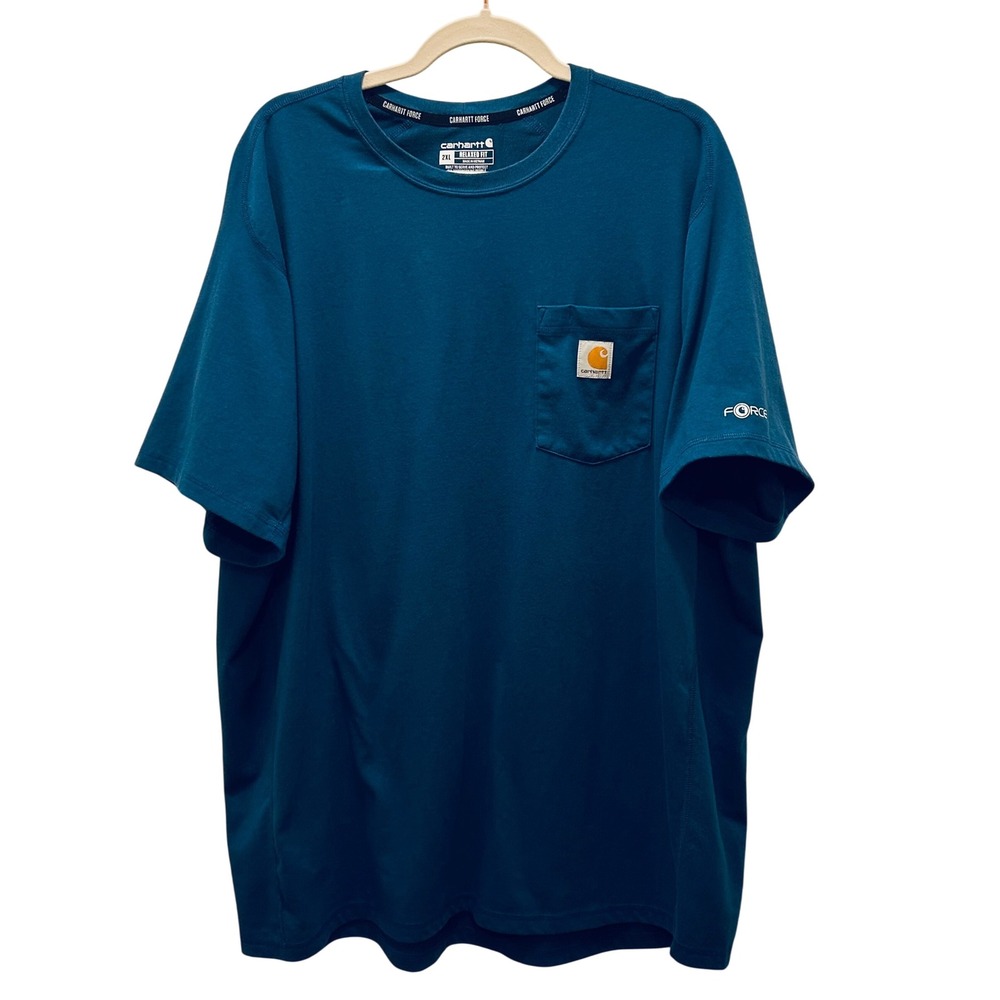 Carhartt Force Relaxed Fit Pocket T-Shirt Mens 2XL Work Utility Blue